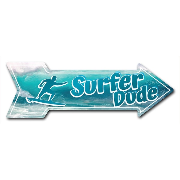 Surfer Dude Arrow Decal Funny Home Decor 36in Wide
